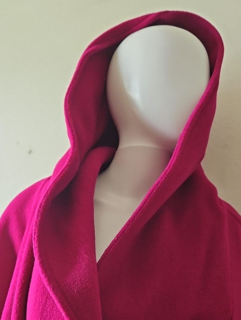 Lorovi Fuchsia Long Wool Coat with Oversized Collar Petite - Picture 6 of 8
